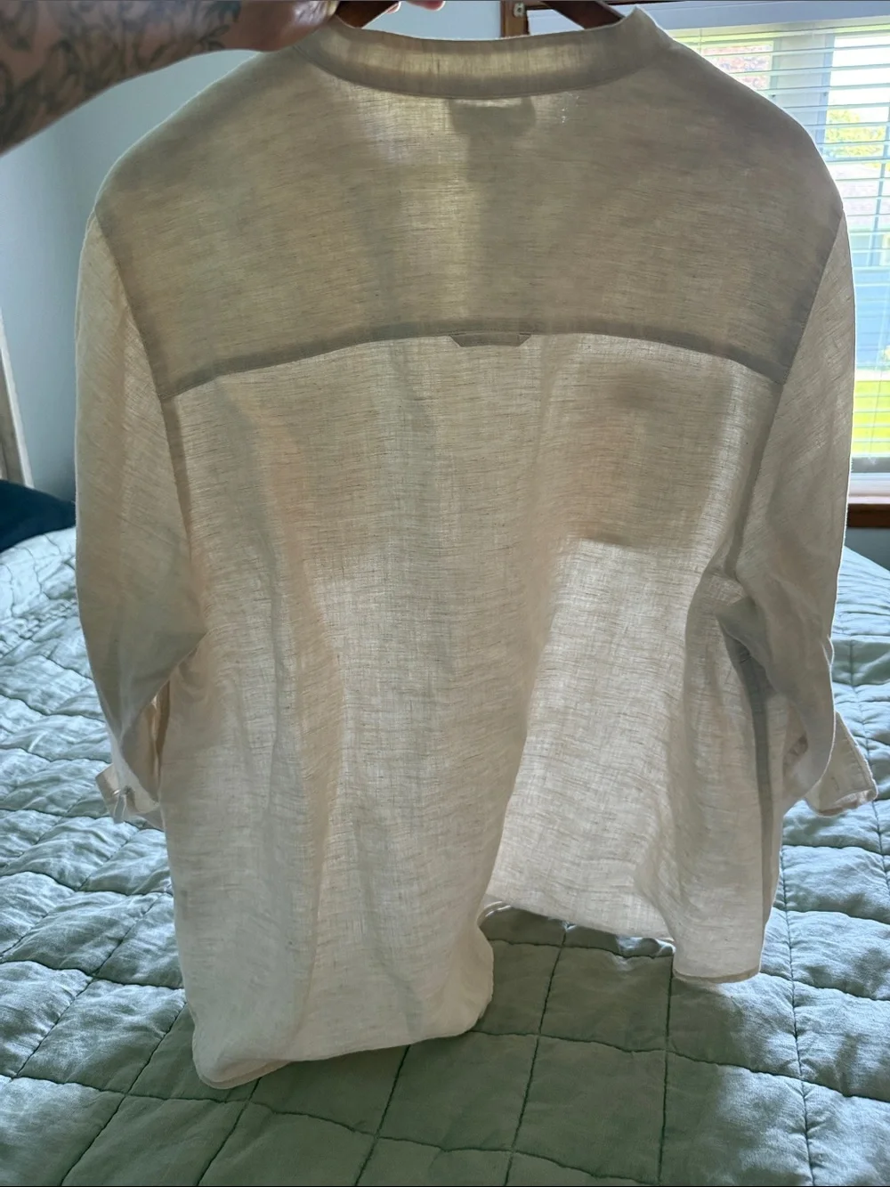 Kate Hill 100% Linen Button Front Top Cream Beige Plus Size 2X Lightweight - Picture 6 of 6
